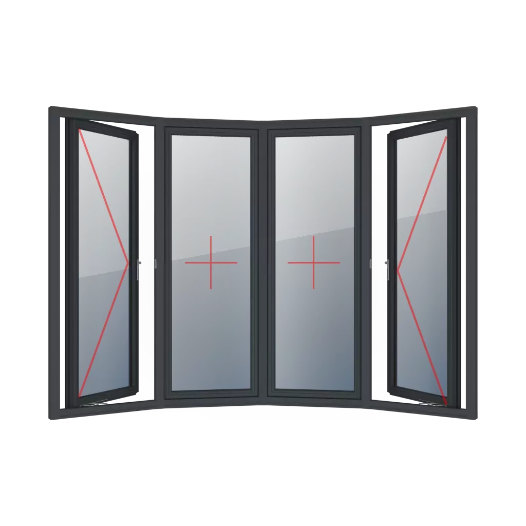 Left turn, fixed glazing, fixed glazing and right turn windows types-of-windows casement bow  